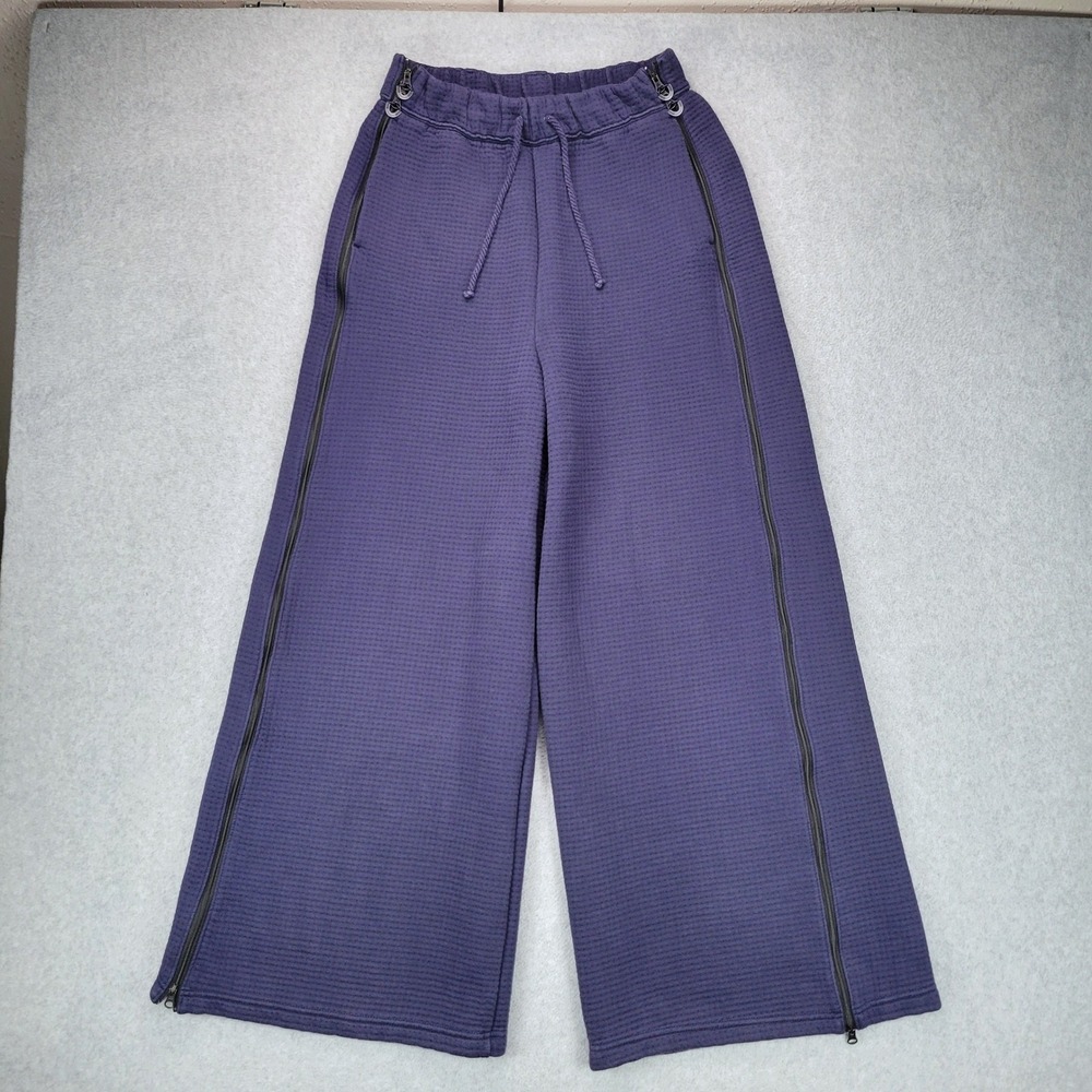 Nike City Ready Woven Wide Leg Pants Womens S Navy Blue Waffle Full Zip CK7920